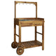 Garden Kitchen Trolley Solid Acacia Wood 36.2"x17.1"x55.7" Double deck Moveable Easy Assemble  Removable Zinc Tray With 9 Hooks