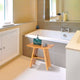 Giantex 18" Bamboo Shower Seat Bench Bathroom Spa Bath Organizer Stool w/ Storage Shelf Modern Bathroom Furniture BA7273