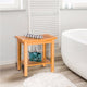 Giantex 18" Bamboo Shower Seat Bench Bathroom Spa Bath Organizer Stool w/ Storage Shelf Modern Bathroom Furniture BA7271
