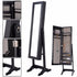 Goplus 144*34*37*cm Jewelry Armoire Mirrored Wood Cabinet Necklace Organizer Rectangle Make Up Mirrors Storage Box HB84438