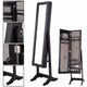 Goplus 144*34*37*cm Jewelry Armoire Mirrored Wood Cabinet Necklace Organizer Rectangle Make Up Mirrors Storage Box HB84438