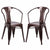 Goplus Set of 2 Vintage Style Home Arm Chair Stackable Bistro Cafe Metal Stool Modern Living Room Chairs Dining Chair HW56687