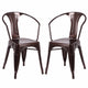 Goplus Set of 2 Vintage Style Home Arm Chair Stackable Bistro Cafe Metal Stool Modern Living Room Chairs Dining Chair HW56687
