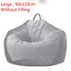 Gray Bean Bag Cover Velvet Sofa Chair Without Filling Lounger Seat Bean Bags Puff Couch Living Room Lazy Sofa Covers 90x110cm