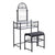 Heart Shaped Iron Decoration Dresser with Rectangular Dressing Stool Black, The product includes mirror,bedroom furniture vanity