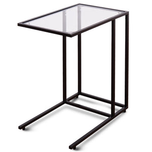 High Quality Strong Square Steel Frame Sofa End Table Coffee Simply Lamp Side Table Smooth Tempered Glass Top HW54104