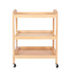 Household Kitchen 3-Tier Beech Cart Rolling Gadget Trolley Movable Storage Serving Trolley
