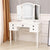 Huge Mirror Dresser Makeup Vanity Desk Dressing Table With Dressing Stool 3 Folding Mirrors and 5 Drawers Bedroom Furniture
