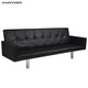 IKAYAA Artificial Leather Sofa Bed with Armrests Black For Living Room Furniture