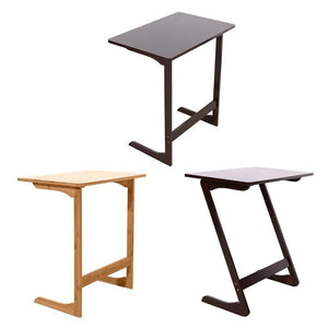 L Shaped Bamboo Sofa Side Table Movable Coffee Tea Desk Bedroom Furniture