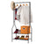 LANGRIA 3-Tier Entrance Hall Coat Rack Organiser Metal Multi-Purpose Storage Shoe Bench Stand Top Rod 11 Hooks for Home Office
