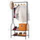 LANGRIA 3-Tier Entrance Hall Coat Rack Organiser Metal Multi-Purpose Storage Shoe Bench Stand Top Rod 11 Hooks for Home Office
