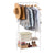 LANGRIA 3-Tier Entrance Hall Coat Rack Organiser Metal Multi-Purpose Storage Shoe Bench Stand Top Rod 11 Hooks for Home Office