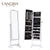 LANGRIA Free Standing Lockable Jewelry Cabinet Full-Length Mirrored Jewelry Armoire with LED Light 5 Shelves 3 Angle Adjustable
