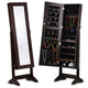 LANGRIA Free Standing Lockable Mirrored Jewelry Armoire 4 Angle Adjustable Cabinet Organizer Storage For Jewelry And Cosmetics