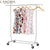 LANGRIA Removable Single Coat Rack Iron Clothes Rack Standing Floor Hanger With Wheels Detachable for Bedroom Living Room