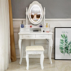 LED Single Mirror 4 Drawer Dresser White Refined workmanship, meticulous design and high  quality graceful and stylish in