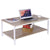 Long Simple Assembly Small Apartment Tea Table Living Room Coffee Table Industrial Coffee Table with Storage Shelf Metal Frame