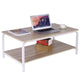 Long Simple Assembly Small Apartment Tea Table Living Room Coffee Table Industrial Coffee Table with Storage Shelf Metal Frame