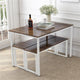 Metal Frame  Stable MDF Board 3 Piece Dining Set Simple Kitchen Table with Benches Organizable Dining Room Furniture