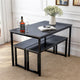 Metal Frame  Stable MDF Board 3 Piece Dining Set Simple Kitchen Table with Benches Organizable Dining Room Furniture
