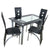 Minimalist Morden Style 110cm Dining Table Set Tempered Glass Dining Table with 4pcs Chairs Transparent & Black