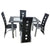 Minimalist Morden Style 110cm Dining Table Set Tempered Glass Dining Table with 4pcs Chairs Transparent & Black