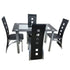 Minimalist Morden Style 110cm Dining Table Set Tempered Glass Dining Table with 4pcs Chairs Transparent & Black