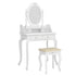 Modern Concise 4-Drawer 360-Degree Rotation Removable Mirror Dresser White dressing table with a table stool
