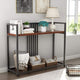 Modern Console Table, Solid Wood Sofa Table with Thickened Metal Frame for Living Room & Entryway, Walnut Finish