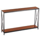 Multifunction Entrance table Triamine Board Cross Iron Frame Porch Table Sofa Side Table Reddish Brown Wood  Easy to assemble