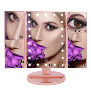 New Vanity Makeup Mirror LED Lighted Mirror 10X 3X 2X 1X Magnification Mirror 22 pcs LED Mirror