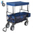 Outdoor Folding Wagon Collapsible Utility Cart with Removable Canopy and Storage Basket Garden Trolley