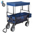 Outdoor Folding Wagon Collapsible Utility Cart with Removable Canopy and Storage Basket Garden Trolley