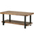 Pine wood Table Face Iron Legs Rectangle Rustic Natural Coffee Table with Storage Shelf for Living Room Easy Assembly