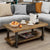 Pine wood Table Face Iron Legs Rectangle Rustic Natural Coffee Table with Storage Shelf for Living Room Easy Assembly