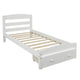 Platform Twin Bed Frame with Storage Drawer and Wood Slat Support No Box Spring Needed 100% Pine Wood Stable With Drawer