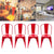 Portable 4pcs Red Steel Backrest Chairs Home Garden Lounge Furniture Kit for Cafe Gatherings Dining Stool Dropshipping