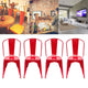 Portable 4pcs Red Steel Backrest Chairs Home Garden Lounge Furniture Kit for Cafe Gatherings Dining Stool Dropshipping