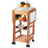 Portable Rolling Drop Leaf Kitchen Storage Trolley Cart Island Sapele Color