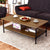 Rectangle Metal Frame Cocktail Coffee Table with Storage Shelf Two Layers High Quality MDF Top Balance Adjustable Pads HW57352