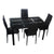 Rectangle Tempered Glass Dining Table with Nine Block Box Pattern Black 4pcs Elegant Texture High Backrest Dining Chairs Black