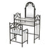 Retro Leaf Pattern Iron Dresser with Back Dressing Stool Bronze