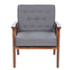 Retro Modern Armchair Grey Fabric Upholstered Wooden Lounge Chair Living Room Bedroom Single Sofa Chair 76x68x84CM SKU13332518
