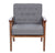 Retro Modern Armchair Grey Fabric Upholstered Wooden Lounge Chair Living Room Bedroom Single Sofa Chair 76x68x84CM SKU13332518