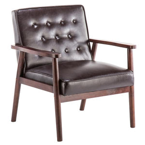 Retro Modern Armchair Leather Upholstery Accent Chairs Living Room Single Sofa Chair For Room SKU61629734