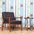 Retro Modern Fabric Upholstered Wooden Lounge Chair Brown Living Room Chairs Antique Sofa Brown Black