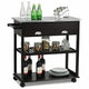 Rolling Kitchen Island Trolley Cart Stainless Steel Flip Tabletop w/Drawer
