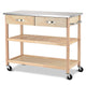 Rolling Kitchen Trolley Cart Island with Stainless Steel Countertop Simple 2 Drawers 1 Towel Rack Home Kitchen Cart HW60457