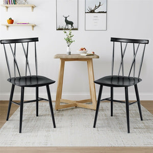 Set of 2 Armless Cross Elegant Chic Back Kitchen Dining Side Chairs Ergonomic Backrest Superior Steel Plastic Foot Pads HW59475